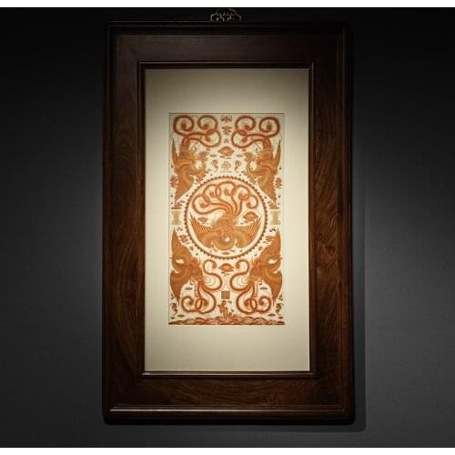 Alum red painted gold porcelain painting living room decoration painting classical furniture mural hanging painting