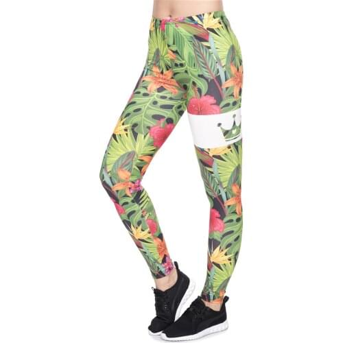 New leggins mujer queen of the gym tropical flowers Printing legging sexy feminina leggins fitness Woman Pants workout leggings