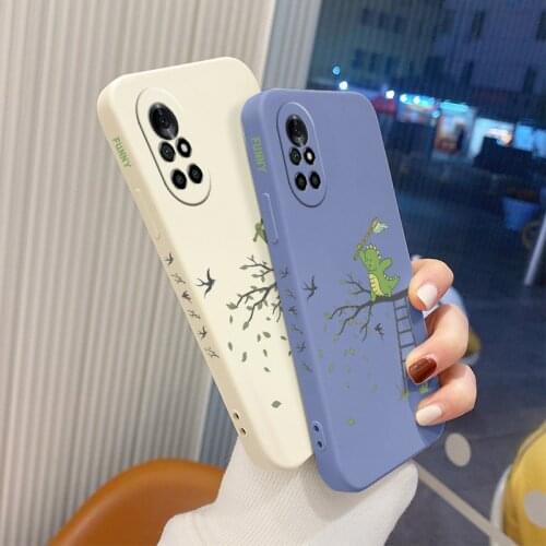 The Side Swallow Square Soft Case For Huawei Nova 8 7 Pro SE 6 SE 5 Pro 5Z 5I 5Ipro 5T 4 4E Liquid Silicone Phone Cover Case