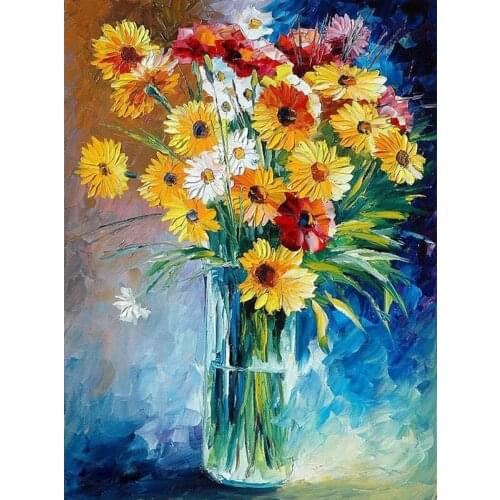 5D Diamond Art Painting Kits Flower Full Drill Round Diamond Embroidery Picture Rhinestone Diamond Mosaic Cartoon Home Decor