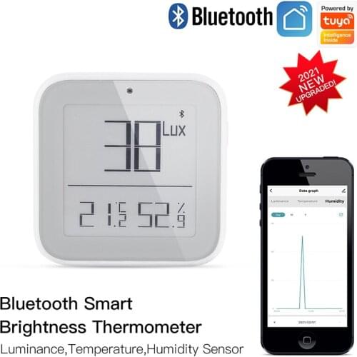 New Tuya Smart Bluetooth Brightness Thermometer Real-time Light Sensitive Temperature and Humidity Detector For Tuya Smart App