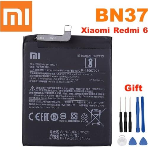 Xiao mi 100% Orginal BN37 3000mAh Battery For Xiaomi Redmi 6 Redmi6 Redmi 6A BN37 Phone Replacement Batteries + Free Tools