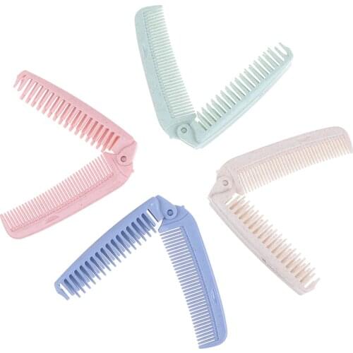Portable Foldable Hair Comb Brush Anti-static Hairbrush Portable Travel Hair Brush Wheat Straw Folding Narrow Wide Tooth Comb