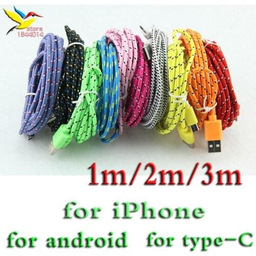 Durable cheap wholesale USB Data round braided Charger Cable Cord 1M 2M 3M 8pin For iPhone 8 7 6 5 v8 micro 5pin huawei 1000pcs