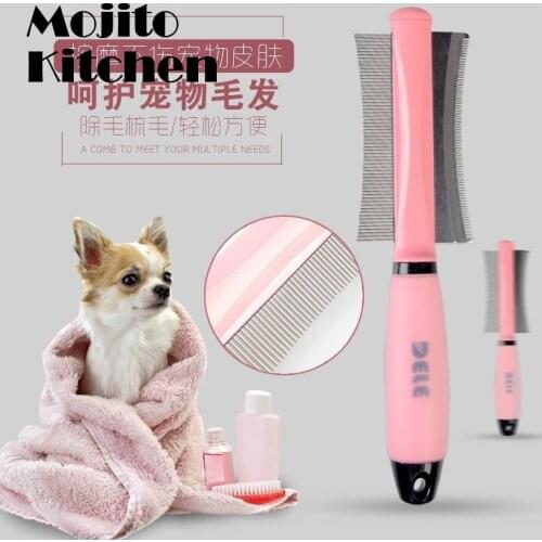 Pet Brush Double Sided Arc-shaped Stainless Steel s Hair Removal Comb For Dogs Cats Anti-slip Grooming Tools Products