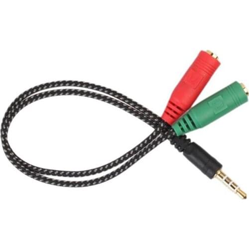 30PCS New 2" 1 Cable Adapter Splitter 3.5mm Audio Headphones Headset to 2 Jack Headphones Microphone Audio Cable for Earphone