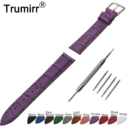 18mm 19mm 20mm 21mm 22mm 24mm Croco Genuine Leather Watch Band for Armani Stainless Steel Pin Buckle Strap Wrist Belt Bracelet