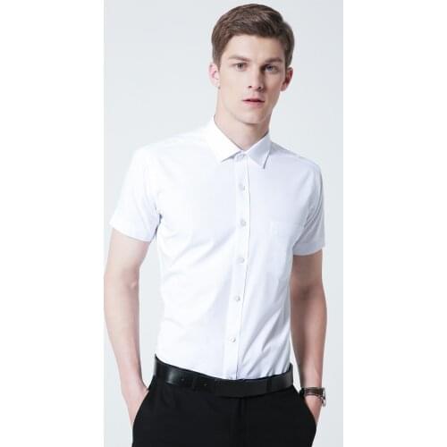 Obrix Casual Male Short Sleeve Shirt Slim Fit Solid pattern Work Shirt Office Style Business Shirt For Men