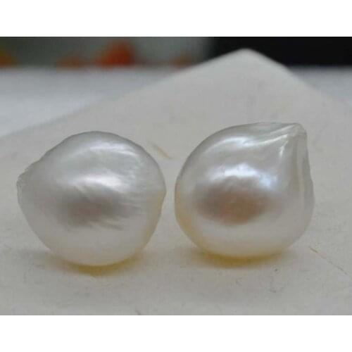 New Fine Pearl Jewelry Natural Rare White Color 12-13mm Freshwater Pearl 925 Sterling Silver Stud Earrings Classic Women Gift