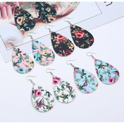 Boho PU Leather Teardrop Dangle Statement Earrings For Fashion Trendy Jewelry Women Water Drop Leather Earrings