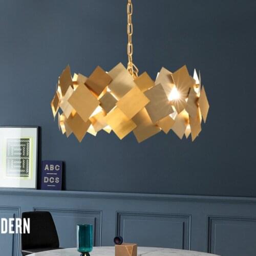 Post-modern creative personality chip LED circular golden pendant lights for restaurant bedroom hanging lamp free shipping 89
