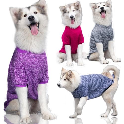 Soft Warm Big Dog Hoodie Winter Dog Clothes Fleece Labrador Husky O-neck Short Sleeve Hoody Coat Jacket For Large Dog Sweatshirt