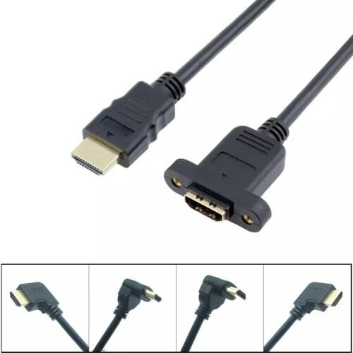 90 Degree UP&Down&Left&Right Angled HDMI Cable Male to Female Extend Cable Extension Cable with Screw Mount 30cm 50cm