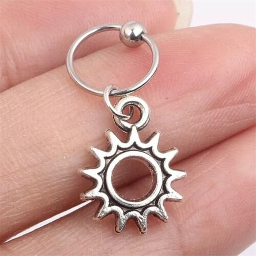 New Punk Stainless Steel Gold Sun Nose Open Hoop Ring Piercing Nose Studs Women Fashion Body Jewelry Summer Style Gift