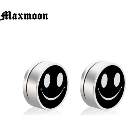 Maxmoon 1 Pair Punk Strong Magnet Magnetic Ear Stud Mens Non Piercing Earrings Fake Earring Gift for Boyfriend Lover Jewelry