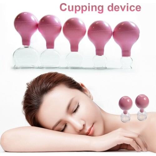 1Pc Red Pink Vacuum Cupping Cup Rubber Head Glass Suction Body Massage Family Meridian Acupuncture Chinese Medical Therapy Jar