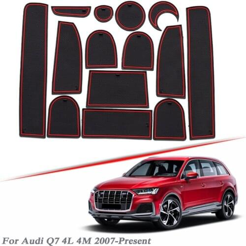 16pcs Car Styling For Audi Q7 4L 4M 2007-Present Latex Gate slot pad Interior Door Groove Mat Non-slip dust Mat Auto Accessories