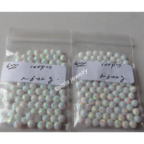 200pcs/lot 4mm Round Opal Beads OP17 Snow White Round Ball Opal Beads Drilled Synthetic Round Fire Opal Beads