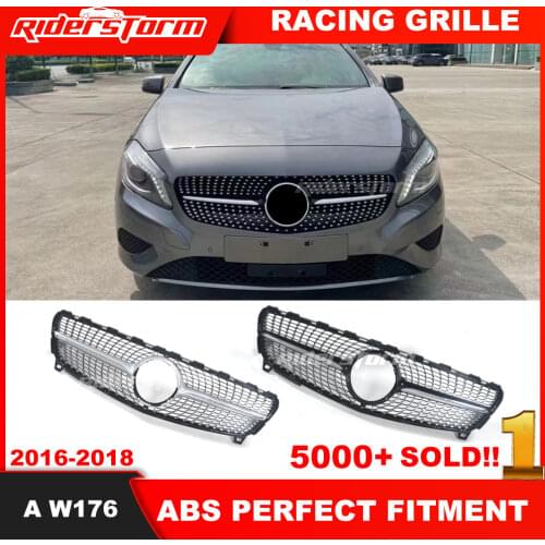 For A Class Grill W176 Front Grille for A class A180 A200 A220 A250 for mercedez Styling diamond grille bumper grille 2016-2018