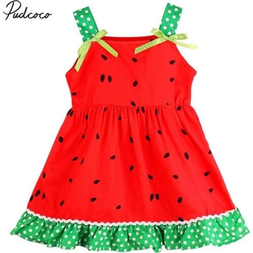 2019 Baby Summer Clothing Infant Baby Girl Watermelon Slip Dress Sleeveless Fruit Gown Party Casual Hoilday Long Top 0-5Year