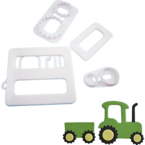 4Pcs/Lot Tractor Car Shaped Biscuit Cutting Molds Cookie Mould Tools Cake Decorating Candy Tools Sugar Printing Die Mold Tool