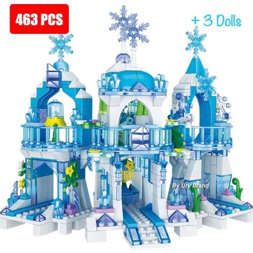 463PCS Friends House Princess Ice Castle Snow World Model Building Blocks City Street View Bricks Educational Toy for Girls Gift