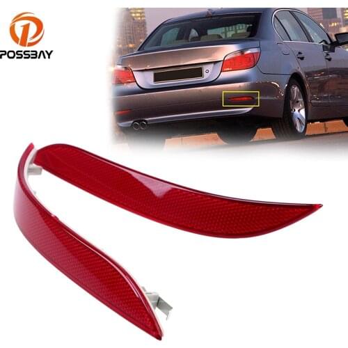 POSSBAY Car Rear Bumper Reflector Light for BMW 5 Series E60 Sedan 2003 2004 2005 2006 2007 Pre-facelift Warning Reflective