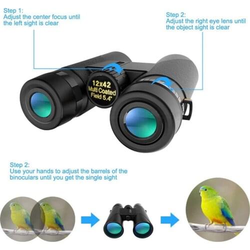 Roof Prism Binoculars for Adults Portable Waterproof Compact with Low Light Night Vision BAK4 Prism FMC Lens HD Clear View