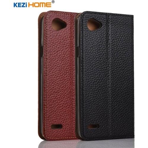 For LG Q6/ Q6 Plus/ Q6 Alpha case KEZiHOME Litchi Genuine Leather Flip Stand Leather Cover capa For LG Q6 Q6a 5.5" Phone cases