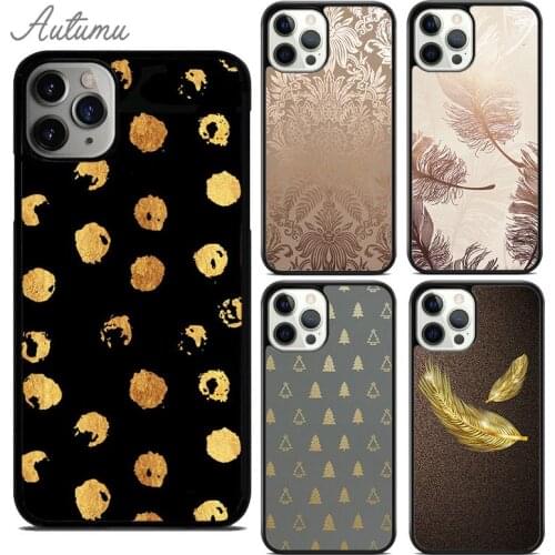 Feather Gold Foil Phone Case for iPhone 11 12 Pro Max mini X XR XS SE 2020 5 6S 7 8 Plus Samsung Galaxy S8 S9 S10 Cover shell