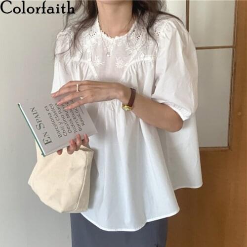Colorfaith Women's Shirts With Embroidery