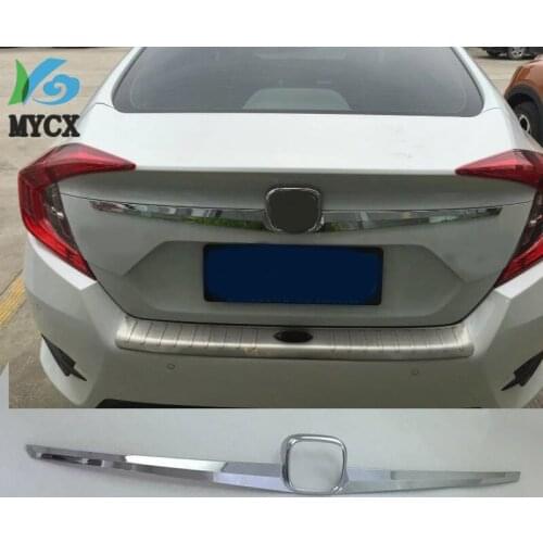 For Honda Civic 2016 2017 2018 Sedan Rear Trunk Lid Cover Trim Tailgate Strip Back Door Boot Garnish Exterior Accessories