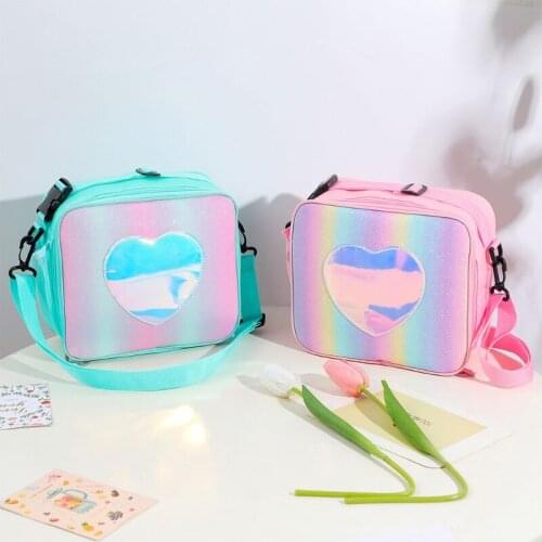 Holographic Lunch Bag Insulated Lunch Box Cooler Tote Bags Picnic Container Storage Organizer for Women Girl Office