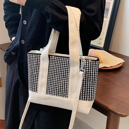 Diamond Stitching Canvas Large-Capacity Handbag Female Bag Shopper New Fashion Womens Shoulder Crossbody Bags Texture Handbags