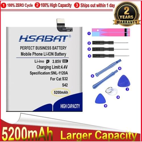 HSABAT 0 Cycle 4200mAh Battery for Caterpillar Cat S32 S42 High Quality Replacement Accumulator