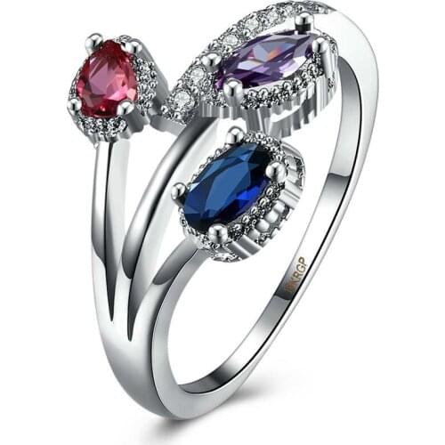 Mode Kristal Zirkoon Ringen Voor Vrouwen Meisjes Wit Goud Kleur Wedding Engagement Finger Ring Geschenken Sieraden Party