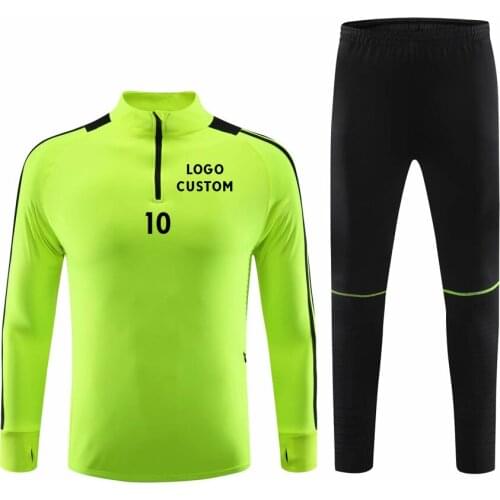 Soccer sets tracksuit 2019 boys men Team game Soccer Jersey pants winter Training Football Uniform sports Running suits custom