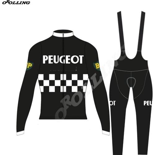 Multi Black Thin / Winter Thermal Fleece Classical Retro New Team Long Sleeves Cycling Sets Jersey Pants Customized Orolling