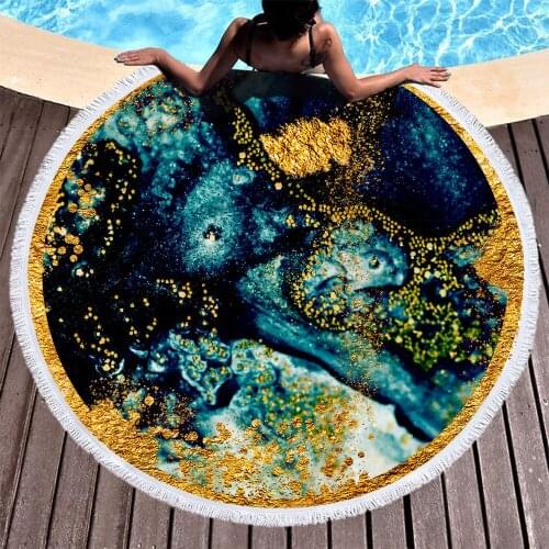 Tassel Design Round Tapestry Retro Marbling Camping Mat Microfiber Picnic Blanket Printing Beach Towel Outdoor Travel