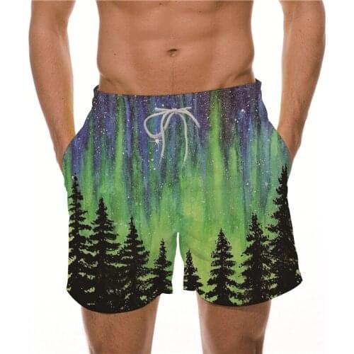 Mens Board Shorts Swimsuit Drawstring Green Swimwear Bathing Suits Casual