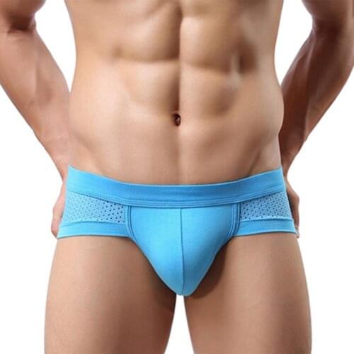 Men\s Sexy Mesh Modal Triangle Underwear Breathable Solid Briefs Underpants