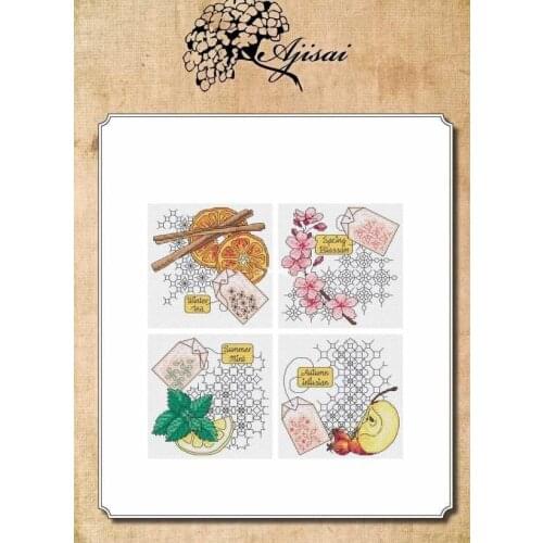 Stich Cross Stitch Kits Craft -Four Seasons Flower Tea 34-34 Counted cross stitch Needlework Embroidery Cross-Stitching