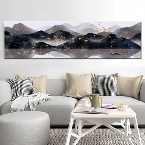 New Chinese Style Foggy Mountain Forest Lanscape Canvas Painting Poster And Print Wall Art Pictures For Living Room Home Decor