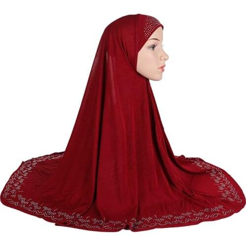 15pcs/bag Hot Sale Solid Color Muslim One Piece Long Hijab Beading 90*80cm Can pick colors