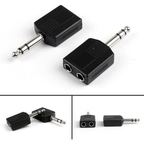 Artudatech 100Pcs 1/4" 6.35mm Stereo Plug Adapter to 2-Way 6.35mm Mono Jack Headphone Y Splitter Connector Parts