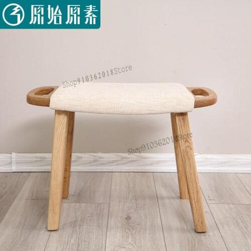 All Solid Wood Dressing Stool Oak Furniture Small Apartment Nordic Modern Minimalist Soft Package Makeup Stool