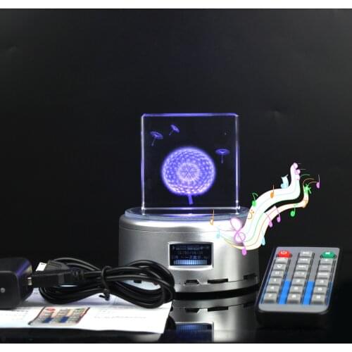 LED Bluetooth Colorful Gleamy Rotate Remote control base MP4 Music Player Crystal Display Base support Stand Holder