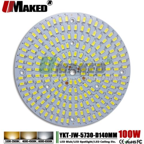 UMAKED 100W 140mm LED PCB SMD5730 Chip Light Source Aluminum Lamp plate Warm/Natural/White DIY Ceiling Bulb Bay lights Spotlight