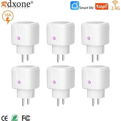 6 piece Smart Wifi Power Plug Works with Alexa Google Home Smart Life App with Power Monitor Smart Home 16A Wifi Wireless Socket
