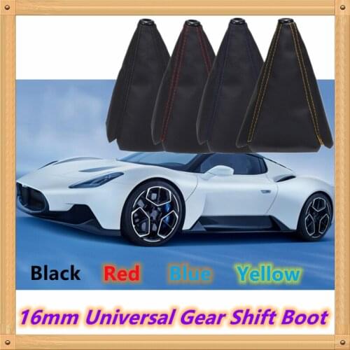Universal 16mm PU Leather Car Gear Shift Collars Carbon Fiber Auto Car Manual Stick Shifter Knob Gear Shift Boot Cover Gaiter
